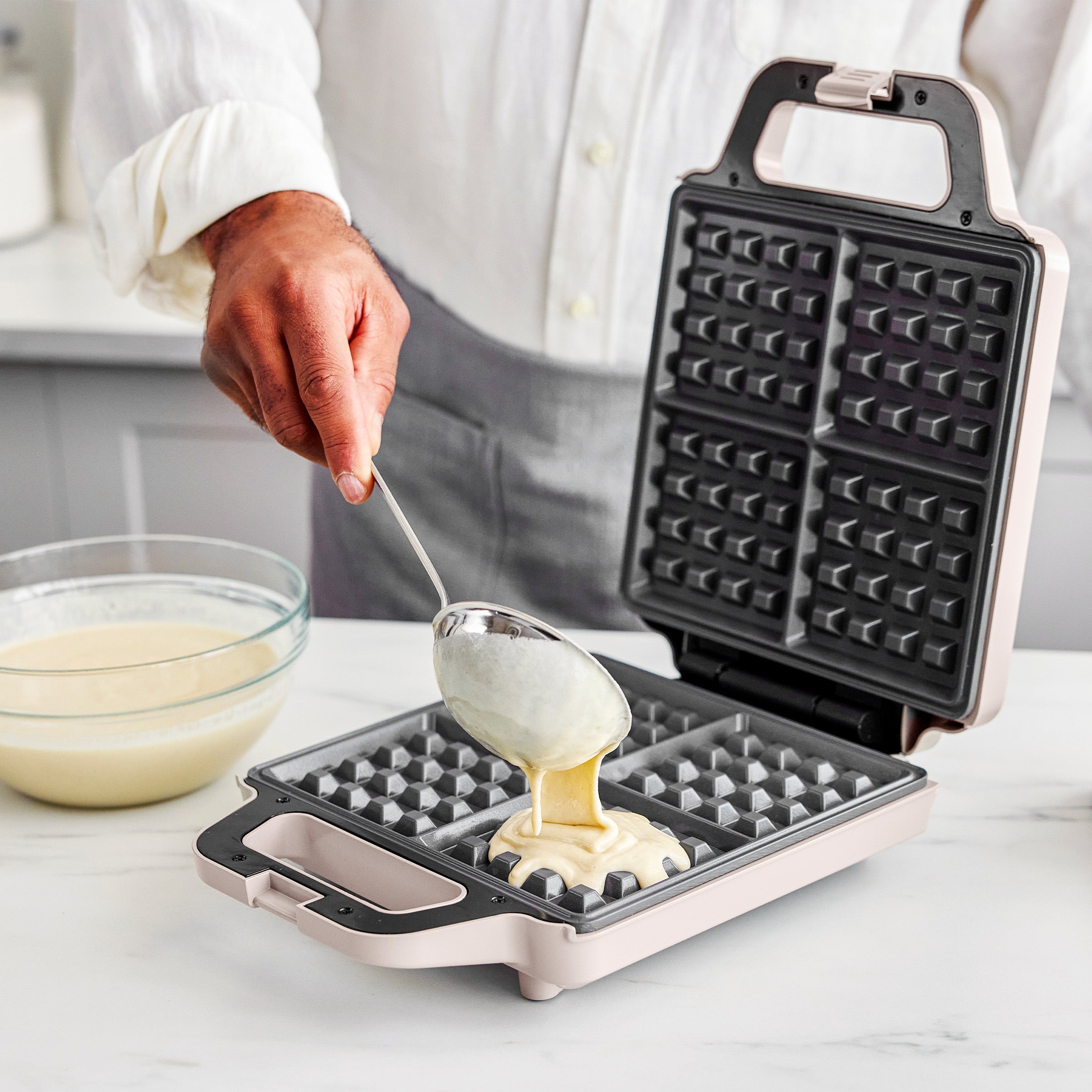 GreenPan Advanced 4-Square Waffle Maker | Clay