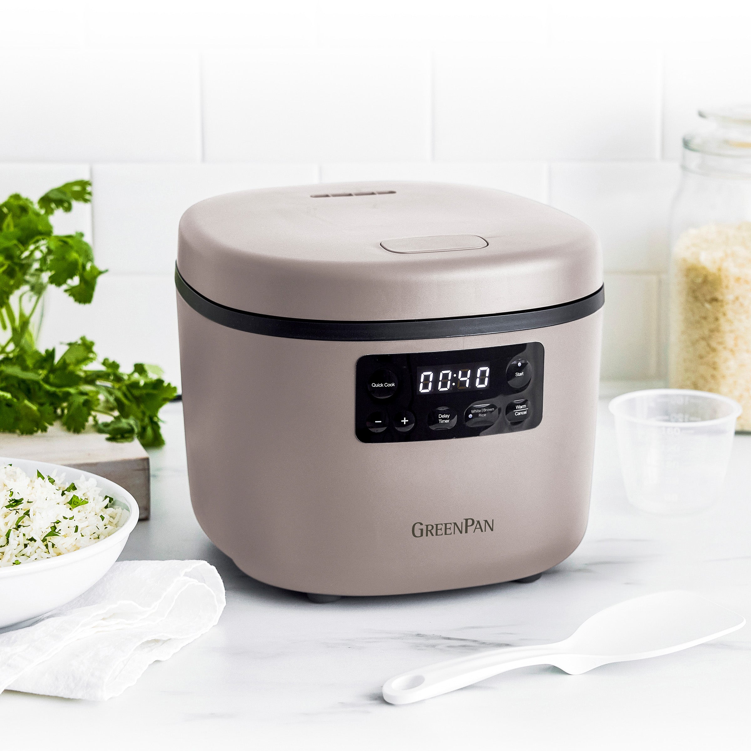GreenPan Advanced 8-Cup Rice Cooker, Clay