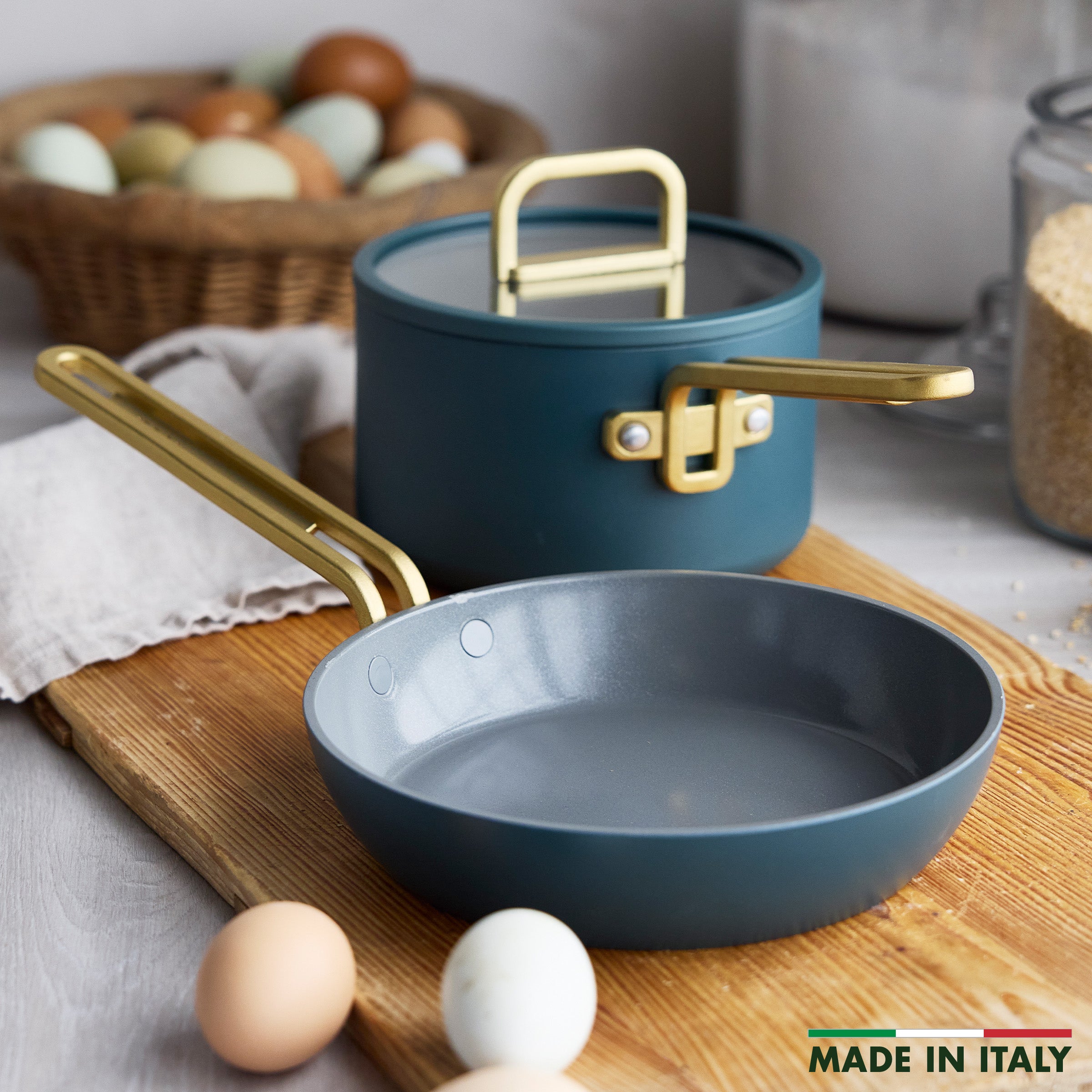 Stanley Tucci™ Ceramic Nonstick 3-Piece Mini Cookware Set - Venetian Teal