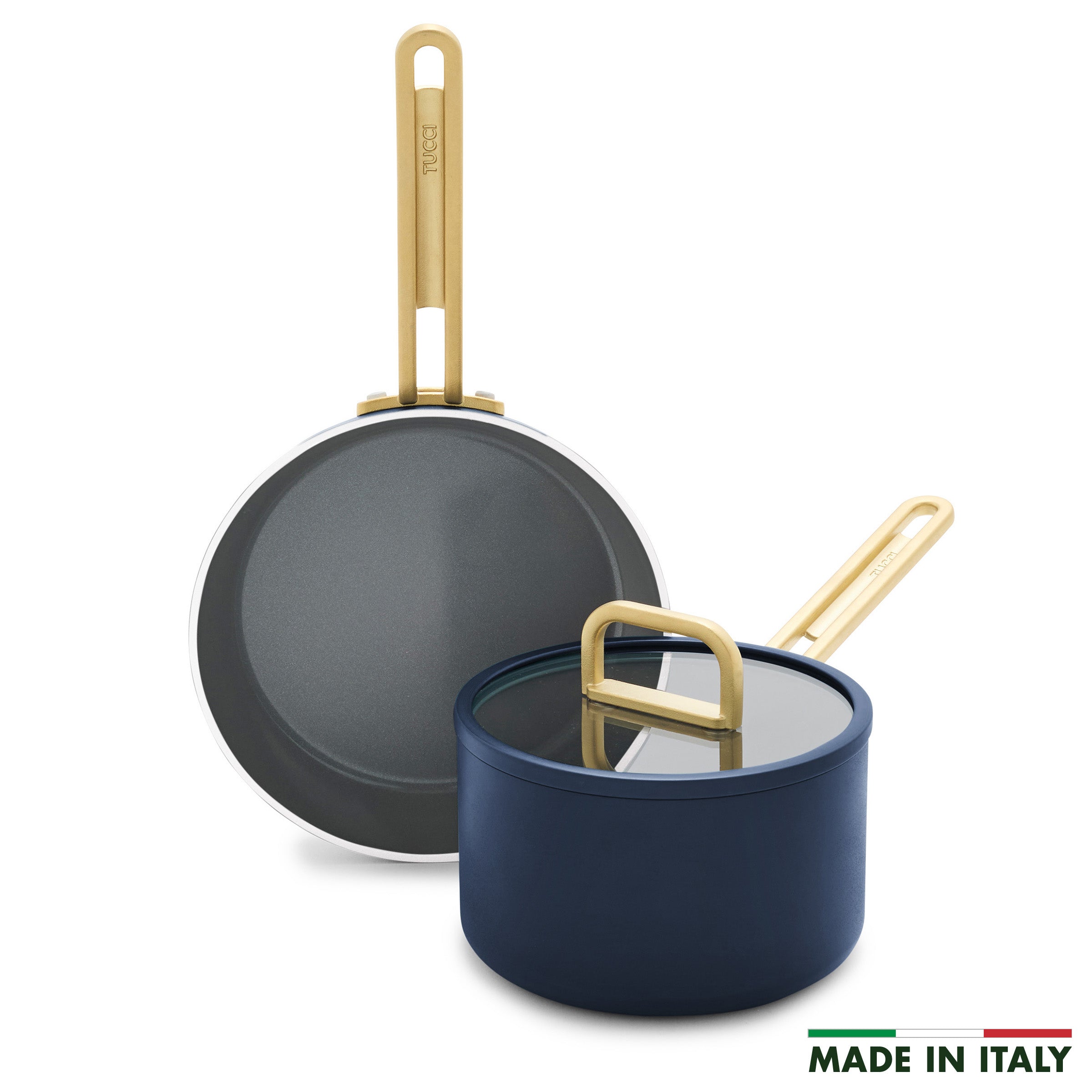 Stanley Tucci Ceramic Nonstick 3-Piece Mini Set in Marino Blue