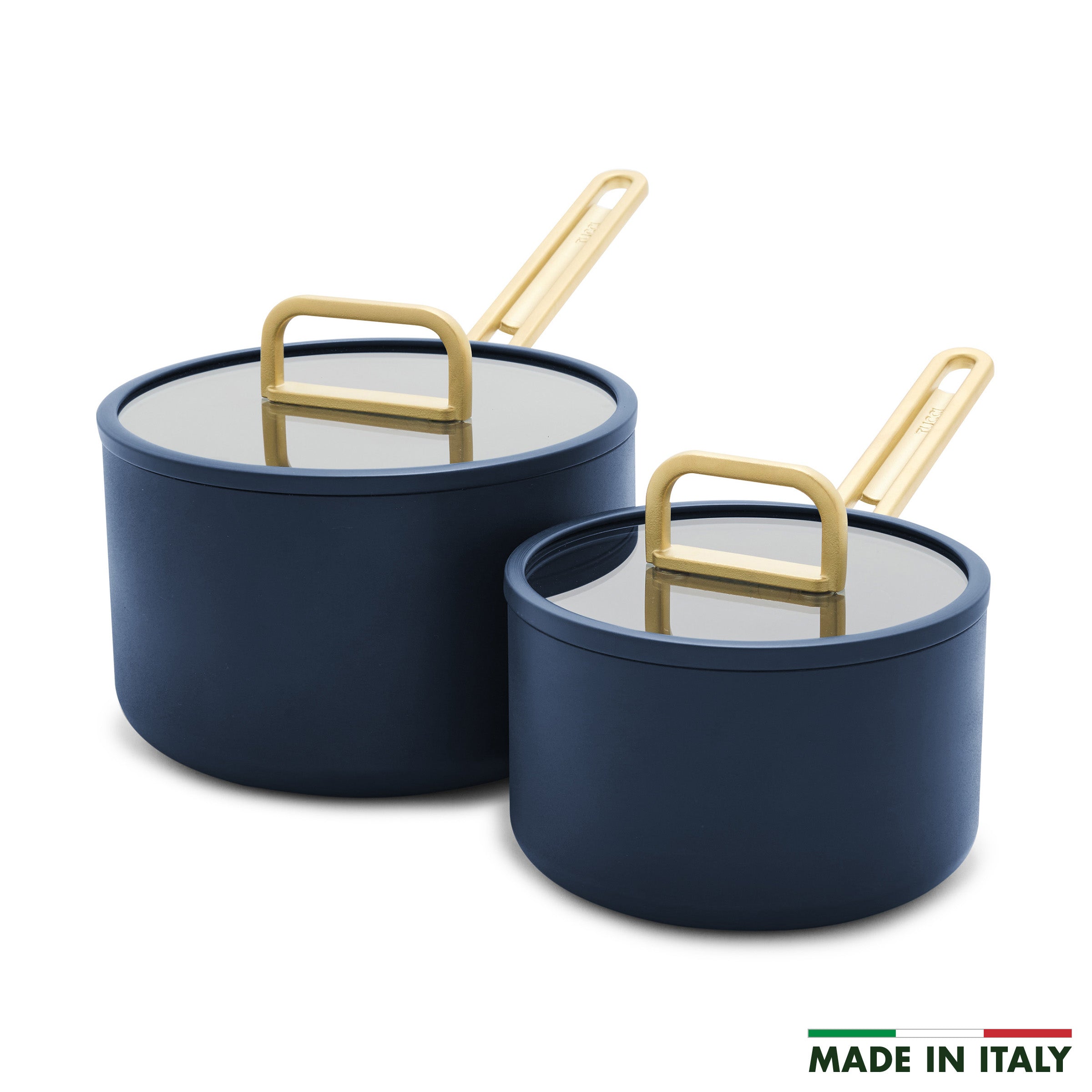 GreenPan Stanley Tucci™ Ceramic Nonstick 4-Piece Saucepan Set – Marino Blue